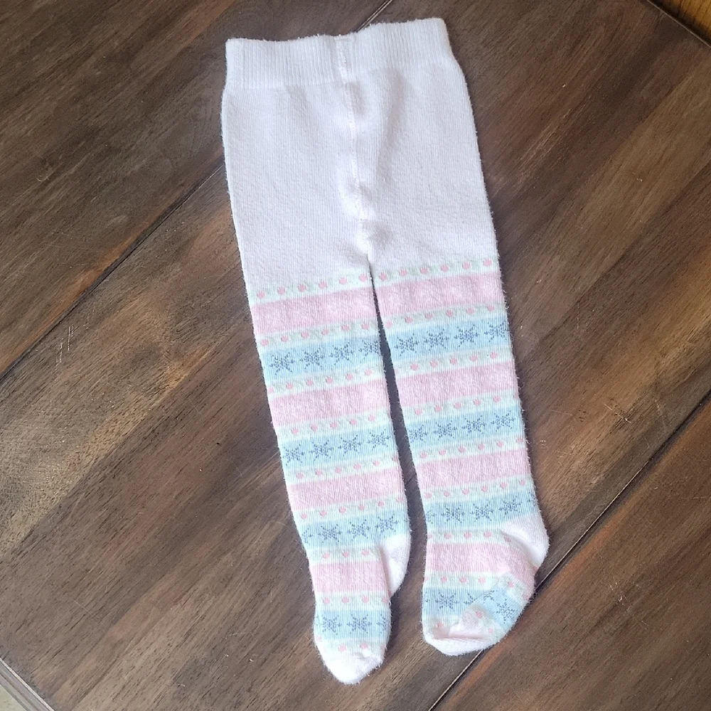 Gymboree 2007 Snow Princess Snowflake Fair Isle Tights Sz 0-6M